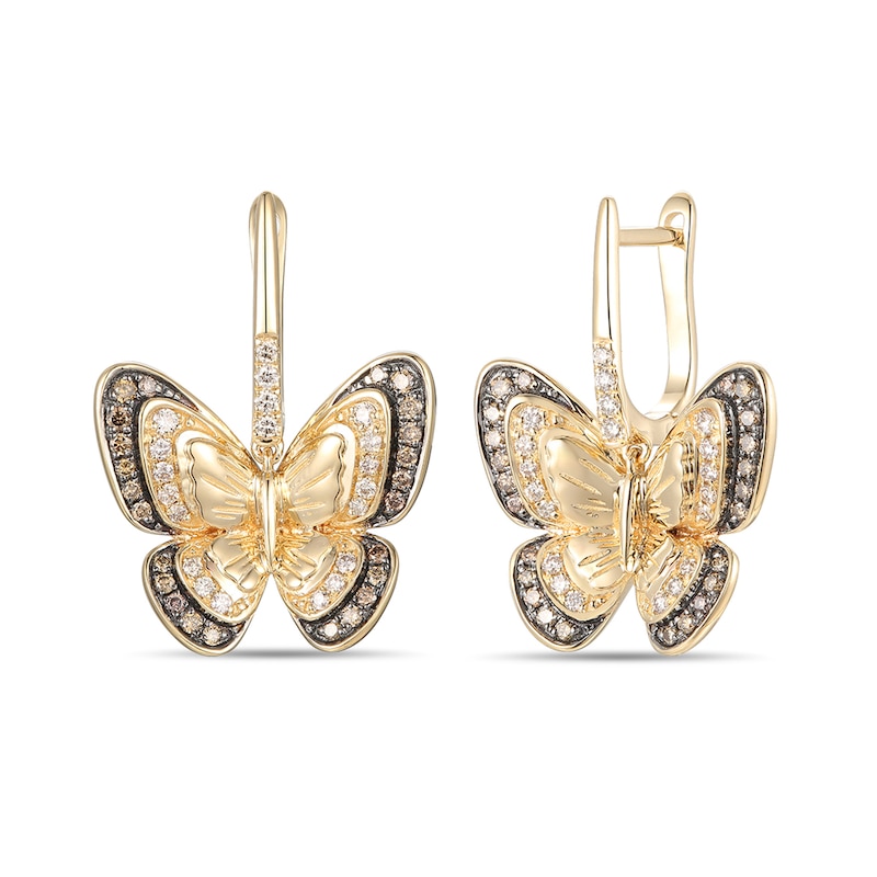 Le Vian Butterfly Diamond Earrings 3/4 ct tw Honey Gold Plated