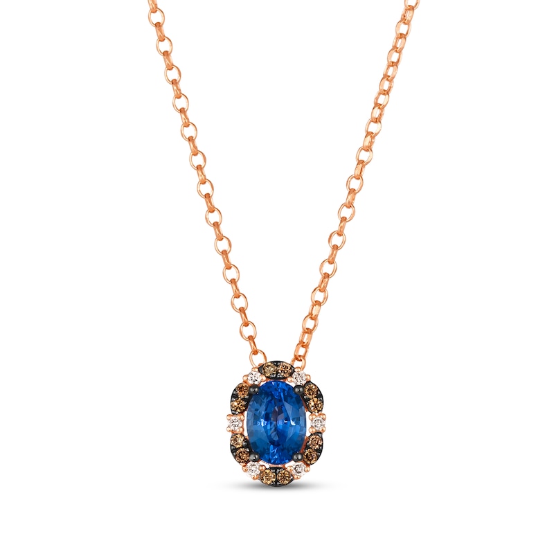 Le Vian Venetian Mosaic Sapphire Necklace 1/8 ct tw Diamonds Strawberry Gold Plated 19
