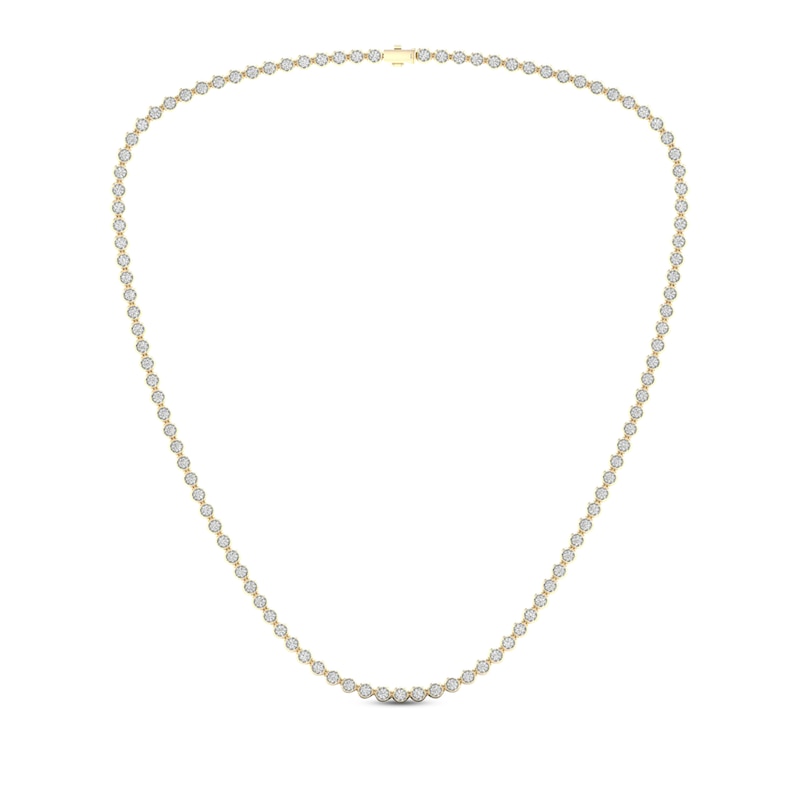 Men's Diamond Tennis Necklace 3 ct tw Round-cut Yellow Gold Plated 22