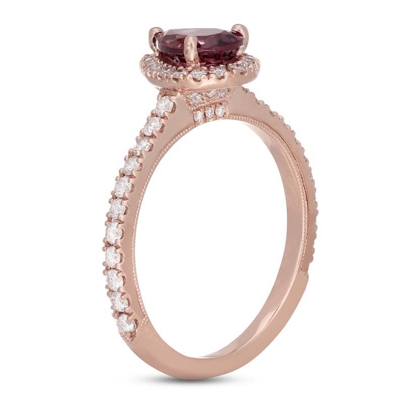 Neil Lane Rhodolite Garnet Engagement Ring 1/2 ct tw Diamonds Rose Gold Plated