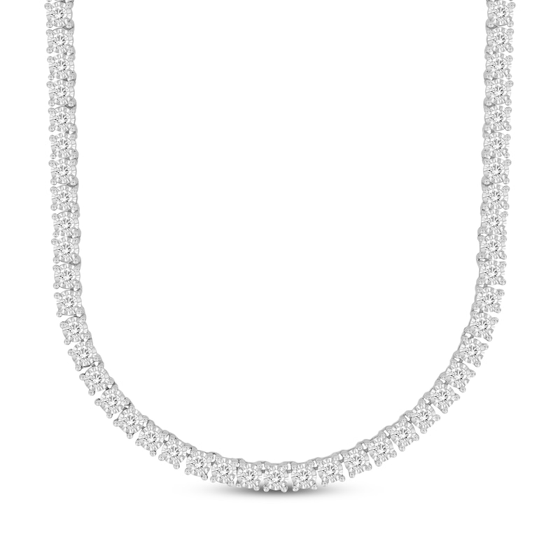 Men's Diamond Tennis Necklace 3-1/4 ct tw White Gold Plated 22