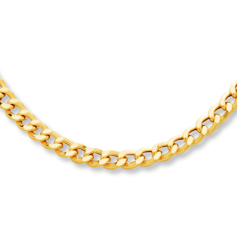 Solid Curb Link Necklace Yellow Gold Plated 22
