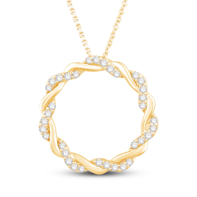 Circle of Gratitude Diamond Necklace 3/8 ct tw Round-cut Yellow Gold Plated 19