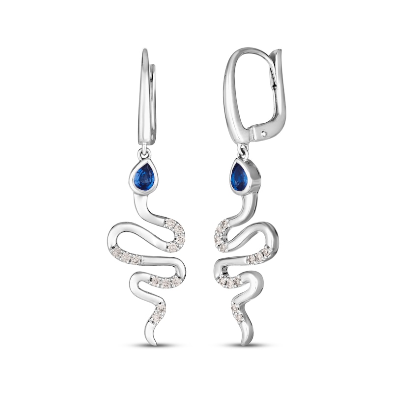 Le Vian Vault Sapphire Snake Dangle Earrings 1/6 ct tw Diamonds Vanilla Gold Plated
