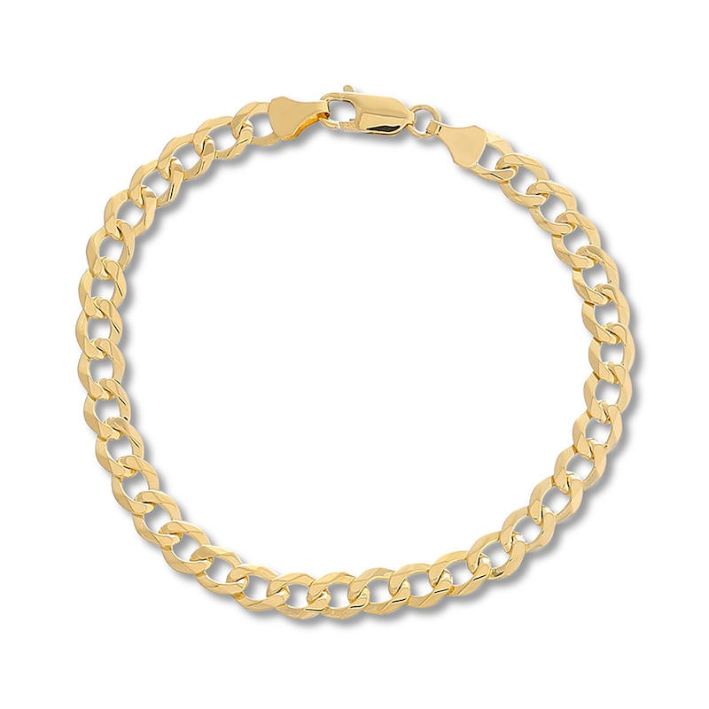 Solid Curb Chain Bracelet 6.7mm Yellow Gold Plated 8.5