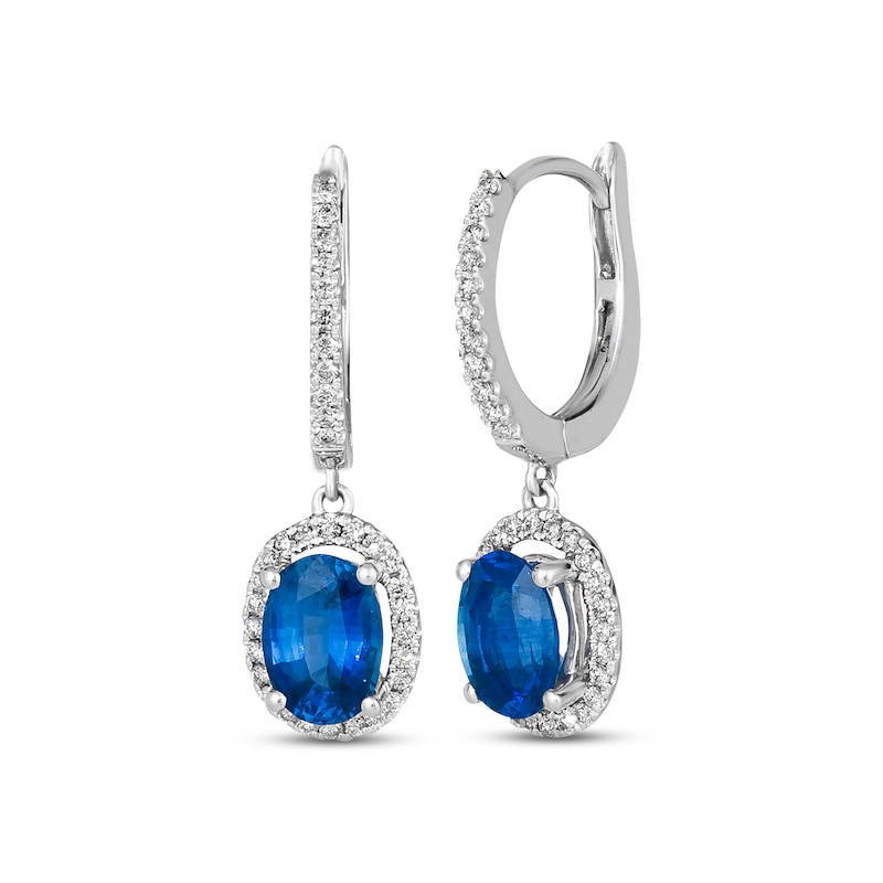 Le Vian Couture Sapphire Dangle Hoop Earrings 1/3 ct tw Diamonds Platinum