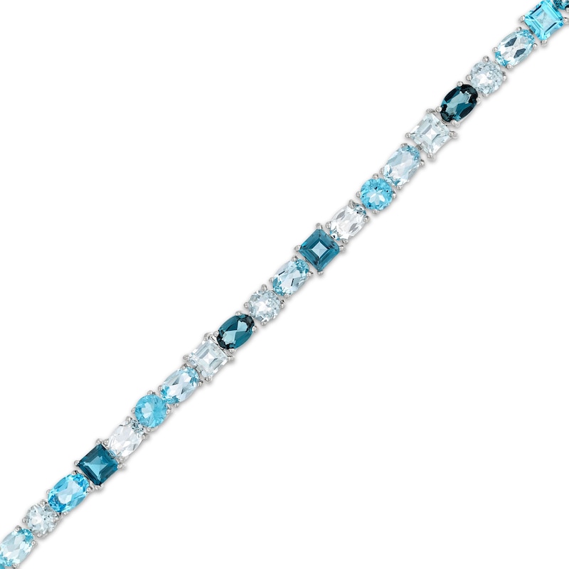 Vibrant Shades Swiss, London Blue Topaz & Aquamarine Bracelet Silver Plated 7.5