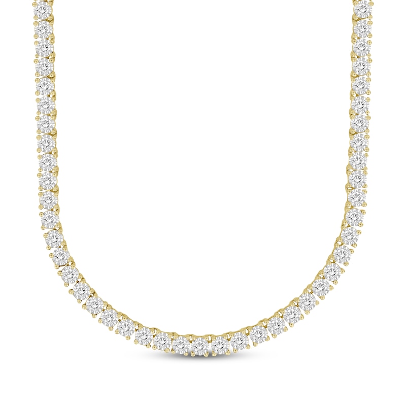 Men's Diamond Tennis Necklace 2-5/8 ct tw Yellow Gold Plated 18