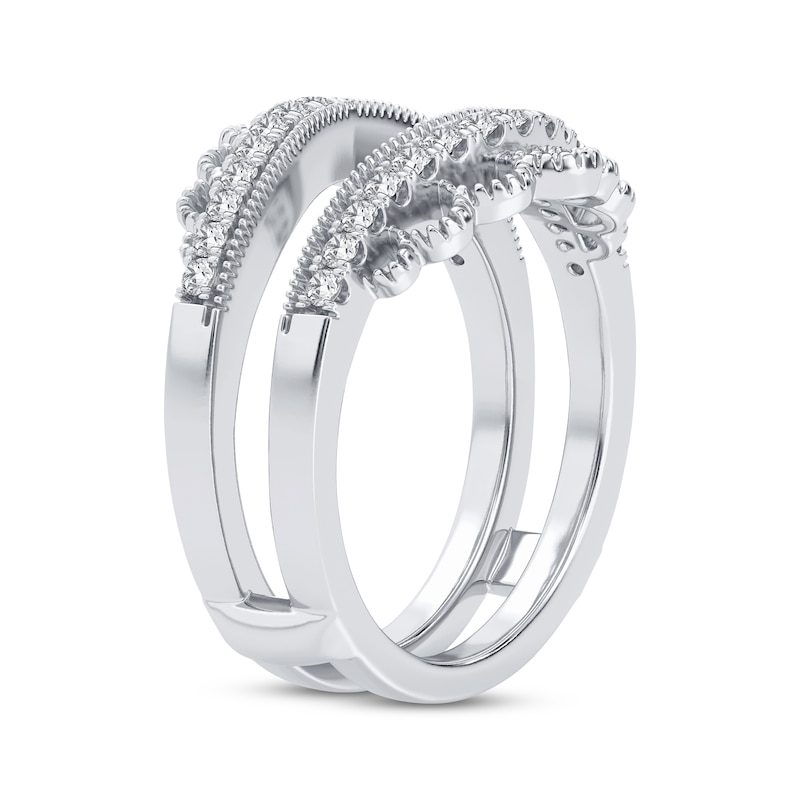 Diamond Vintage Style Enhancer Ring 3/8 ct tw Round-cut White Gold Plated