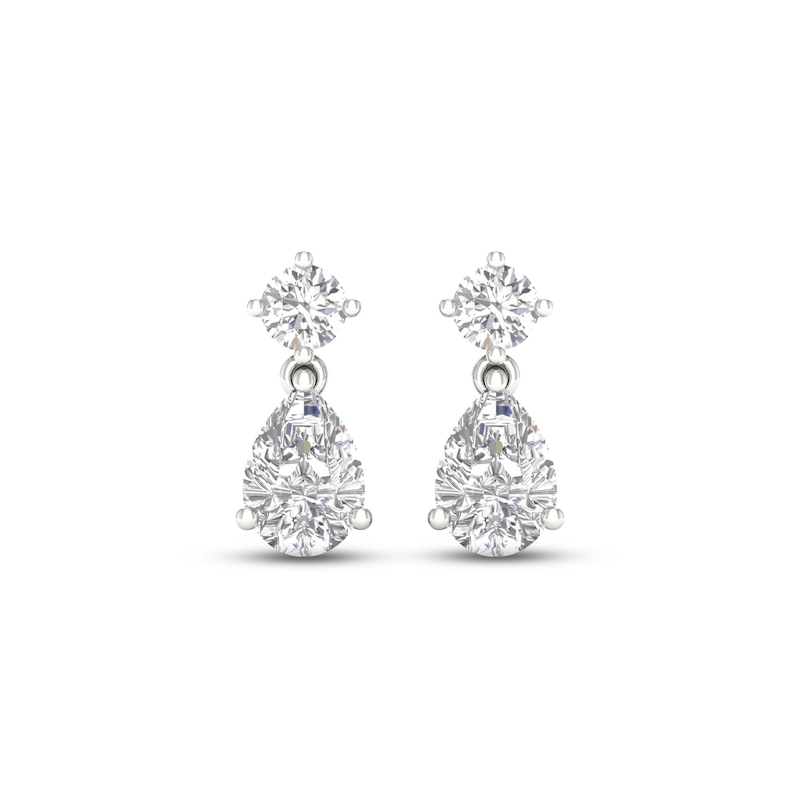 Diamond Dangle Earrings 2-1/2 ct tw Pear & Round-cut White Gold Plated