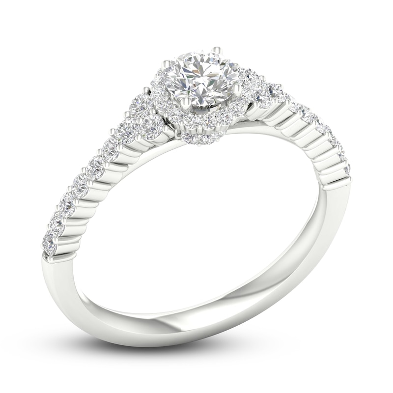 Diamond Engagement Ring 3/4 ct tw Round-cut White Gold Plated