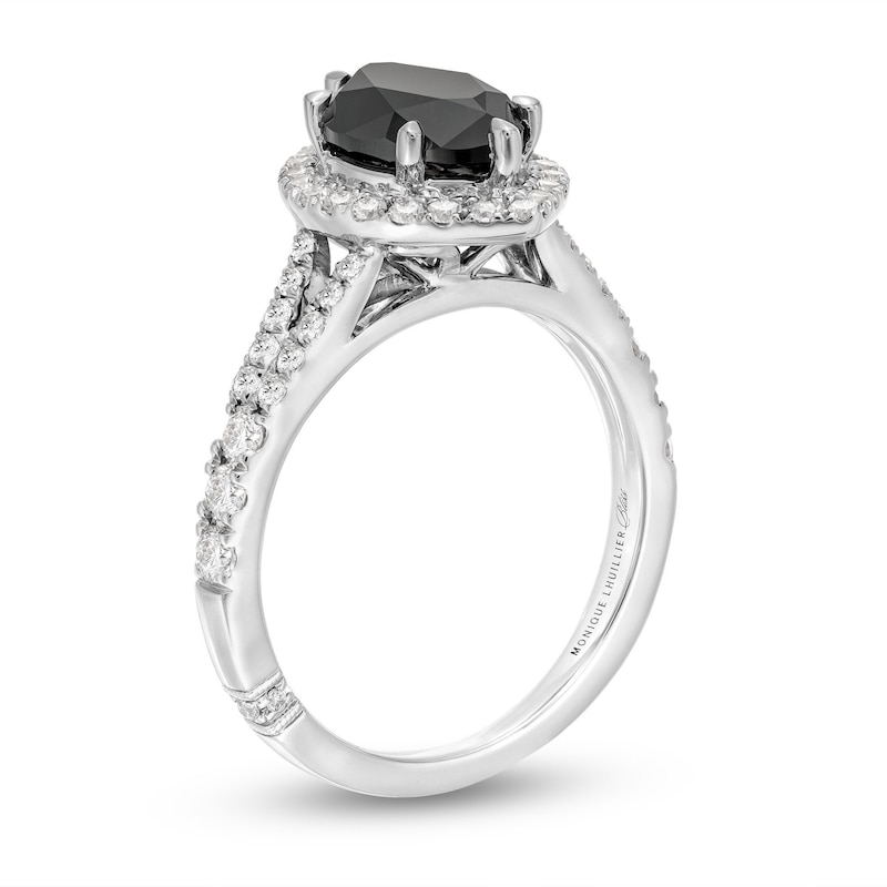 Monique Lhuillier Bliss Marquise-Cut Black & White Diamond Engagement Ring 2-1/2 ct tw White Gold Plated