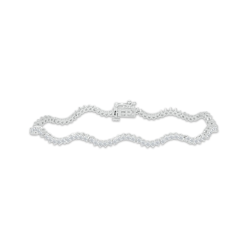 Diamond Squiggle Bracelet 2 ct tw White Gold Plated 7.25
