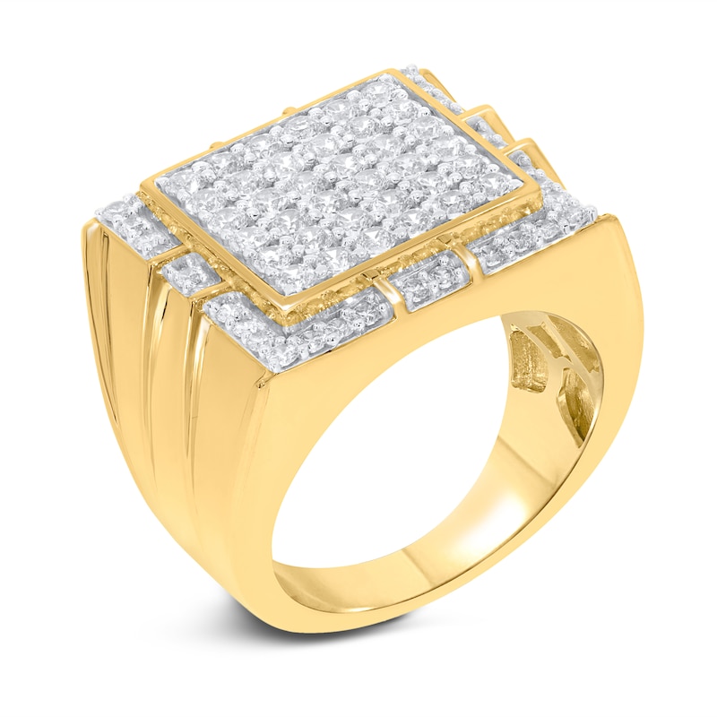 Men's Diamond Ring 2 ct tw Round-cut Yellow Gold Plated