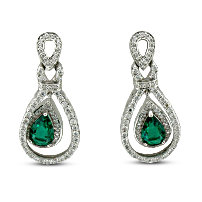 Le Vian Couture Emerald Earrings 1 ct tw Diamonds Vanilla Gold Plated