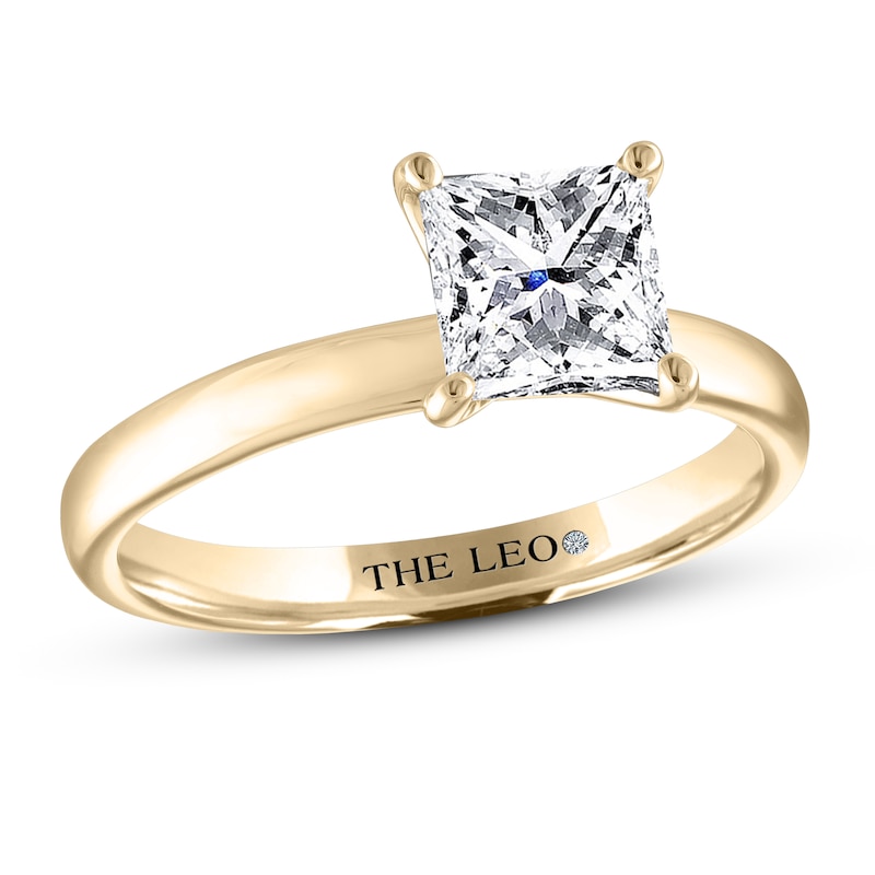 THE LEO Artisan Diamond Solitaire Engagement Ring 1-1/2 ct tw Princess-cut Yellow Gold Plated