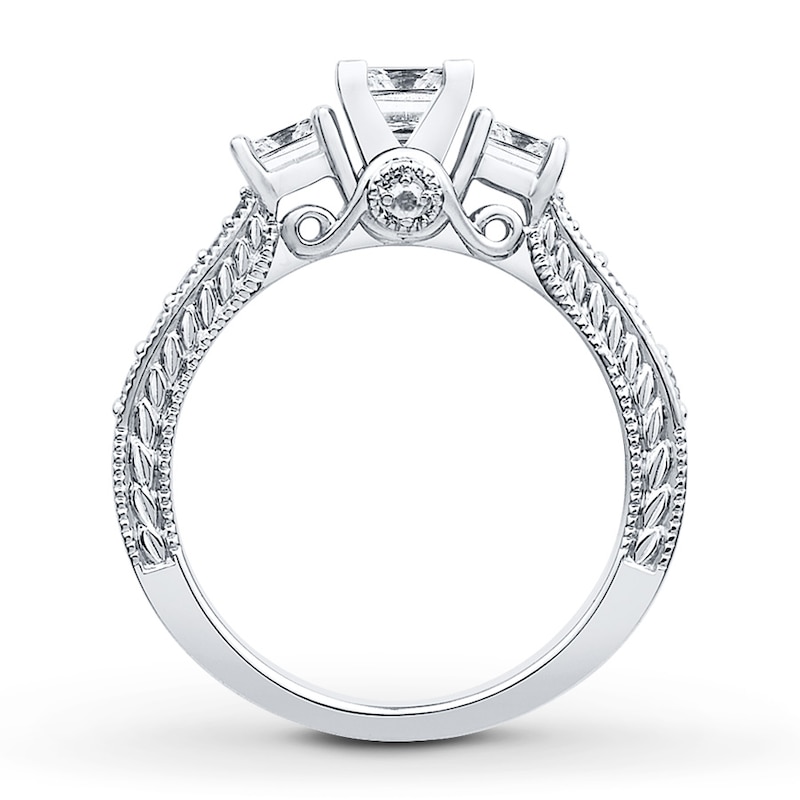 3-Stone Diamond Ring 1 ct tw Princess-cut White Gold Plated