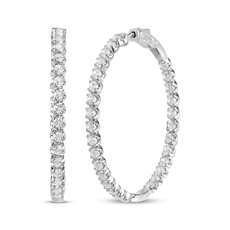 Lab-Created Diamonds by Inside-Out Hoop Earrings 4 ct tw White Gold Plated