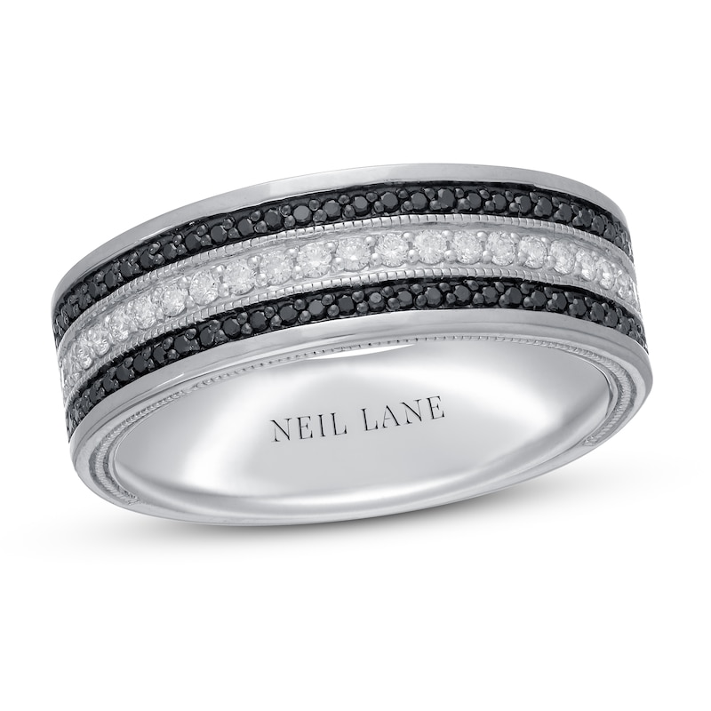 Neil Lane Men’s Black & White Diamond Wedding Band 1/2 ct tw White Gold Plated