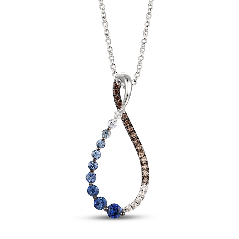 Le Vian Ombré Sapphire Necklace 1/6 ct tw Diamonds Vanilla Gold Plated 18