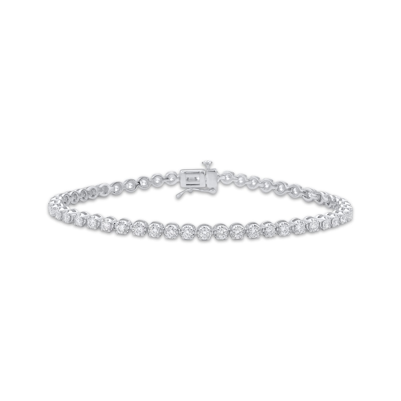 Diamond Tennis Bracelet 3 ct tw Round-Cut White Gold Plated 7