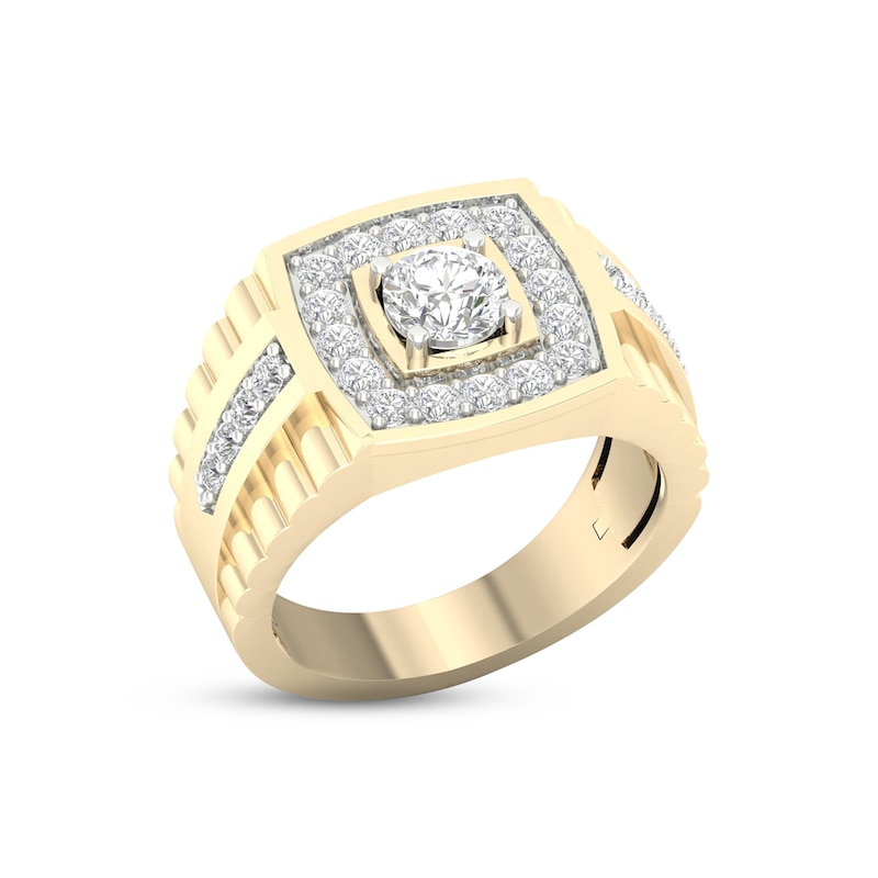 Men's Lab-Created Diamonds by Ring 1-1/2 ct tw Yellow Gold Plated