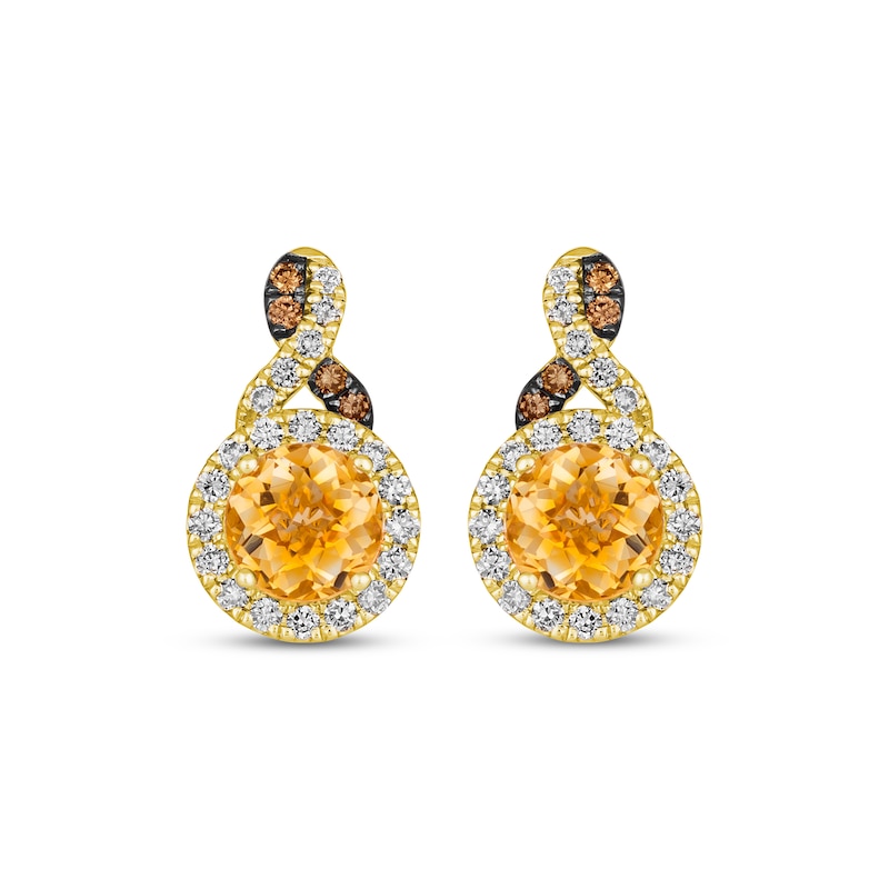 Le Vian Chocolate Twist Citrine Earrings 3/8 ct tw Diamonds Honey Gold Plated