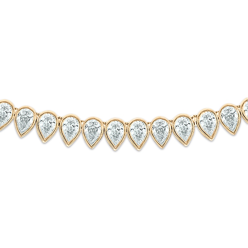 Pear-Shaped Diamond Bezel Choker Necklace 7-1/4 ct tw Yellow Gold Plated 16