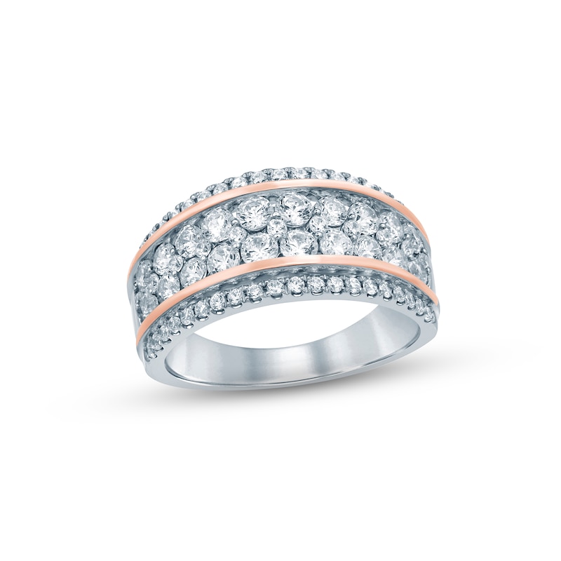 Diamond Anniversary Ring 1-5/8 ct tw Round-cut Two-Tone Gold Plated