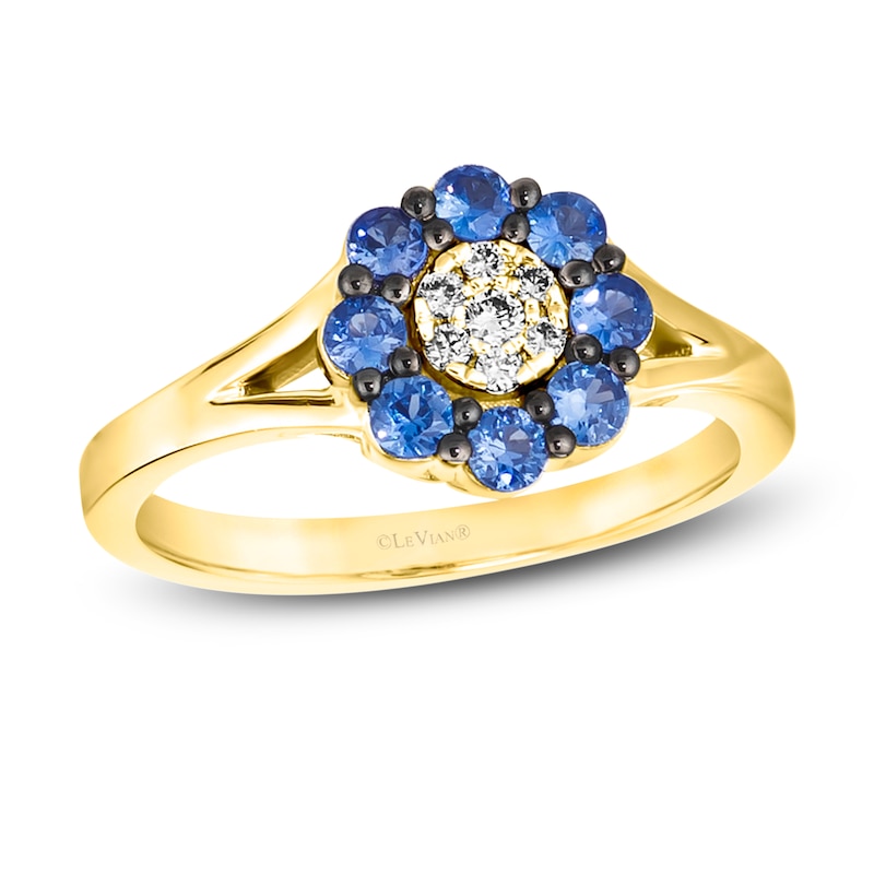 Le Vian Diamond & Sapphire Ring 1/20 ct tw Diamonds Honey Gold Plated