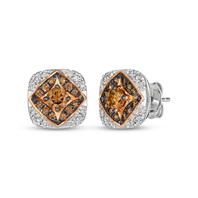 Le Vian Chocolate Diamond Stud Earrings 7/8 ct tw Two-Tone Gold Plated