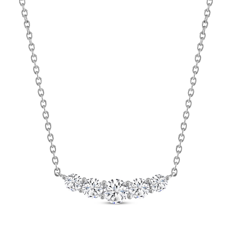 THE LEO Diamond Smile Necklace 3/4 ct tw White Gold Plated 19