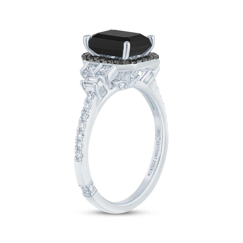 Monique Lhuillier Bliss Emerald-Cut Black & White Diamond Engagement Ring 2-3/8 ct tw White Gold Plated