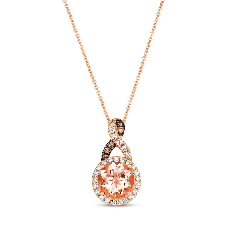 Le Vian Chocolate Twist Morganite Necklace 1/3 ct tw Diamonds Strawberry Gold Plated 19