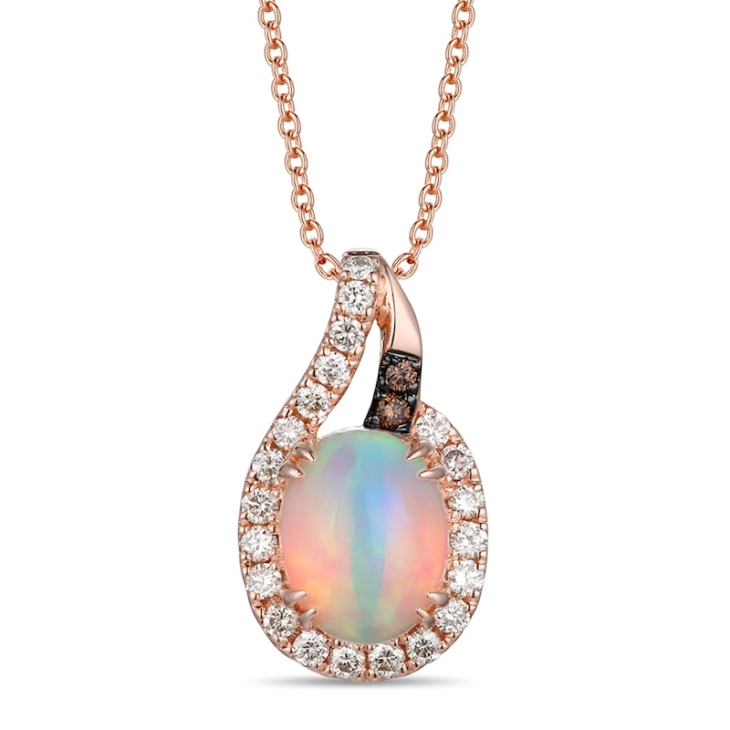 Le Vian Opal Necklace 1/4 ct tw Diamonds Strawberry Gold Plated 18