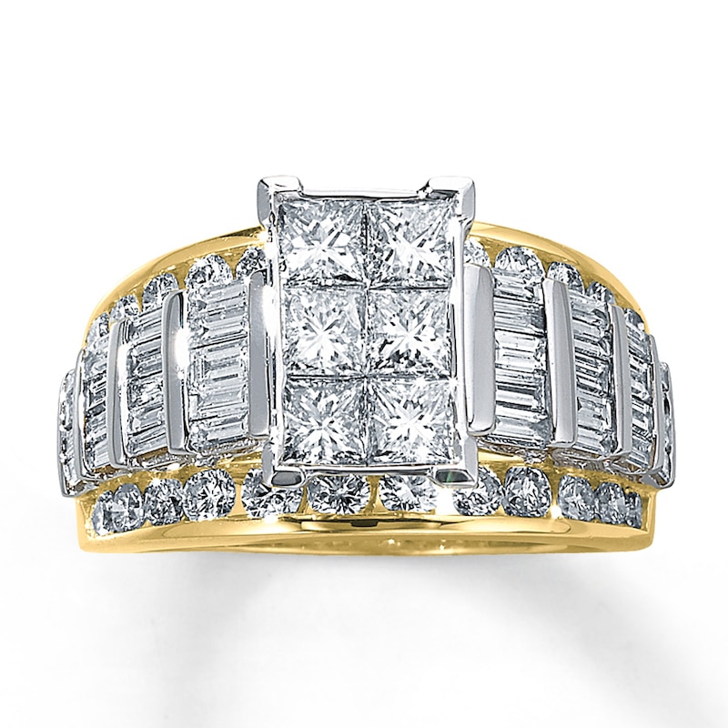 Diamond Engagement Ring 3 ct tw Princess-cut Two-Tone Gold Plated