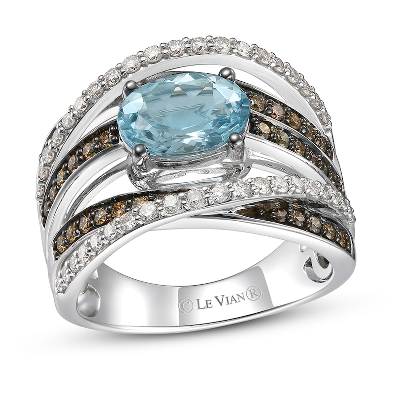 Le Vian Aquamarine Ring 3/4 ct tw Diamonds Vanilla Gold Plated