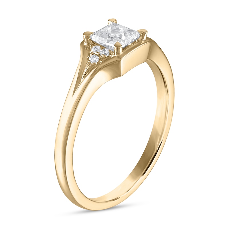 Diamond Engagement Ring 1/2 ct tw Princess & Round Yellow Gold Plated