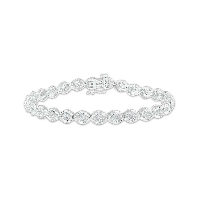 Multi-Diamond Eye Link Bracelet 1/2 ct tw Silver Plated 7.25