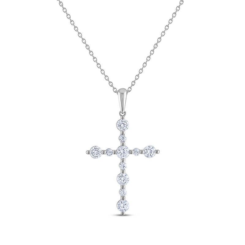 THE LEO Diamond Cross Necklace 1 ct tw White Gold Plated 19
