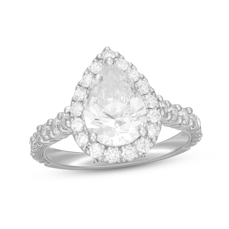 Neil Lane Diamond Engagement Ring 2-7/8 ct tw Pear & Round-cut White Gold Plated