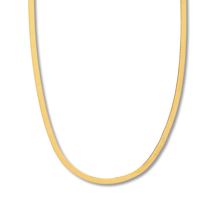 24 Solid Herringbone Chain Necklace Yellow Gold Plated Appx. 5.25mm