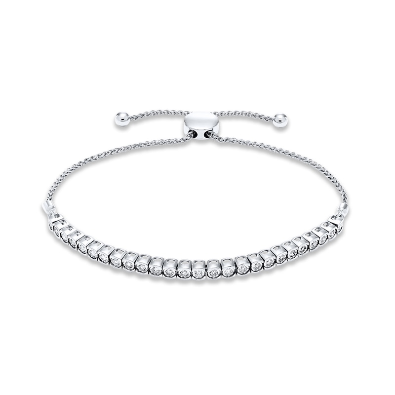 Diamond Bolo Bracelet 1/2 ct tw Silver Plated