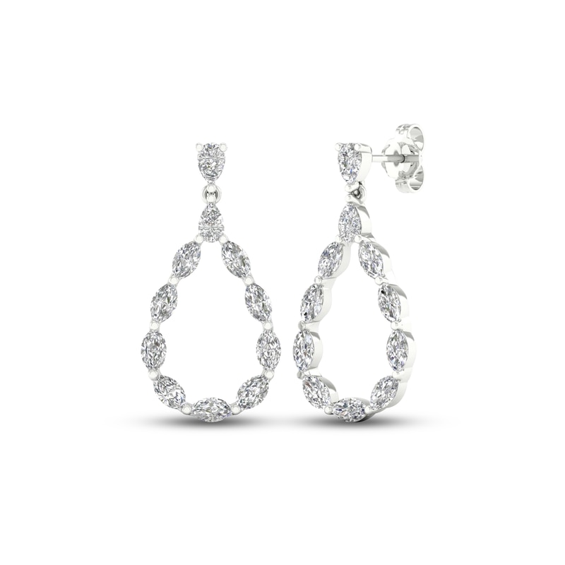 Diamond Teardrop Earrings 2 ct tw Marquise & Pear-Shaped White Gold Plated