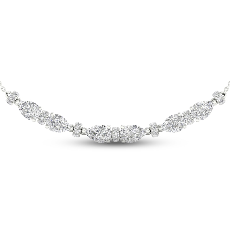 Diamond Smile Necklace 3 ct tw Pear & Round-cut White Gold Plated 18