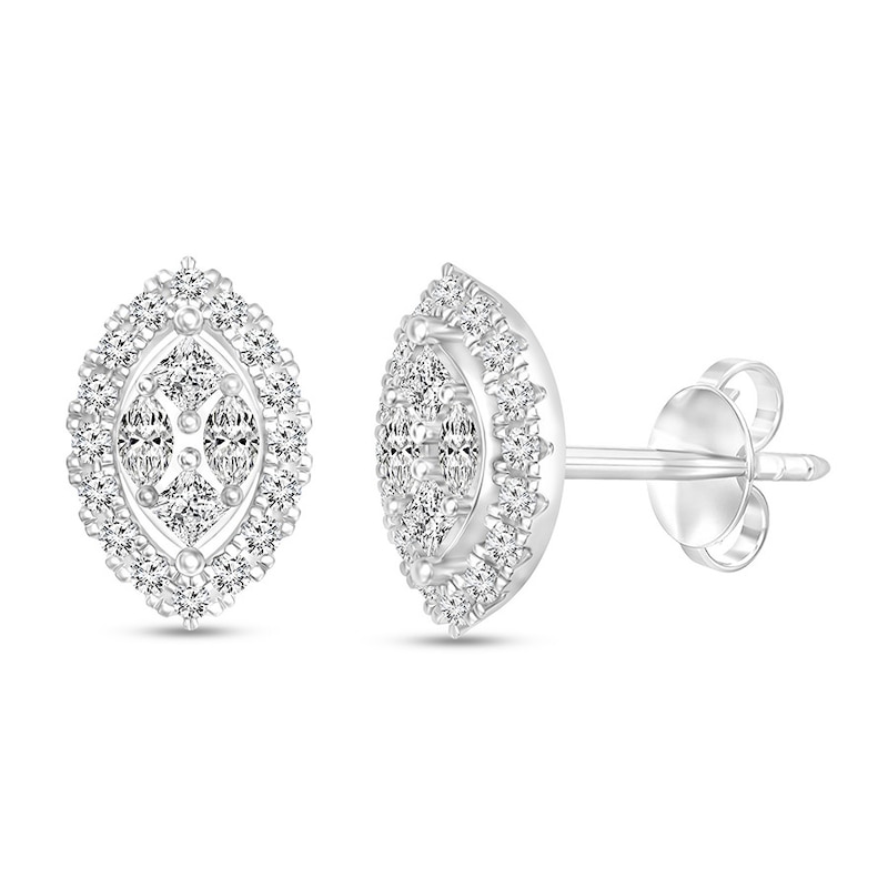 Diamond Earrings 1/2 ct tw White Gold Plated