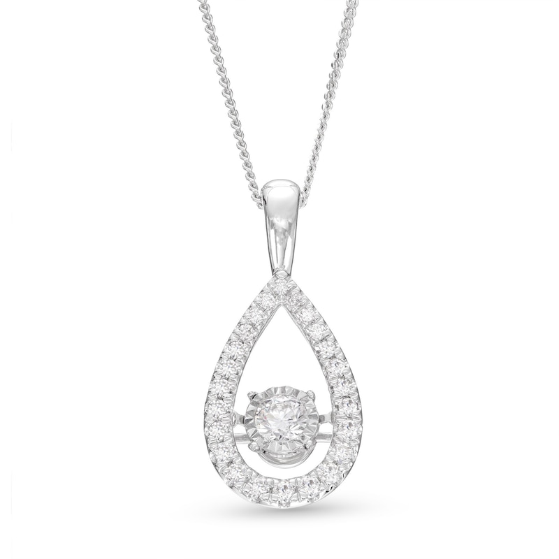 Unstoppable Love Diamond Pear Necklace 1/2 ct tw Round-cut White Gold Plated 19