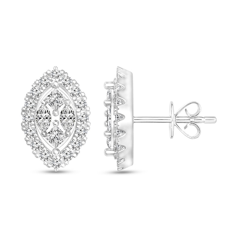 Diamond Earrings 1/2 ct tw White Gold Plated