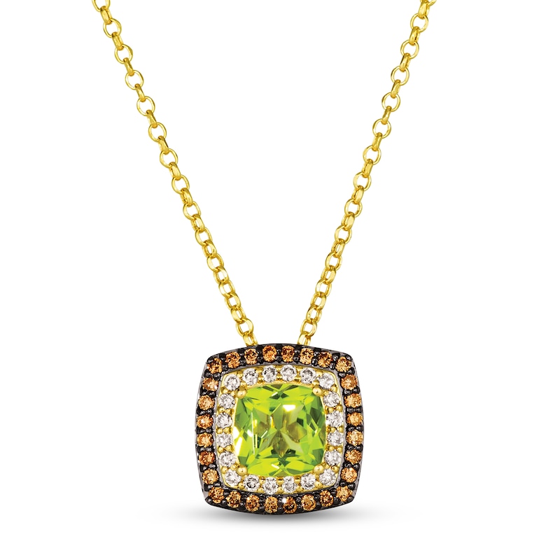Le Vian Peridot Necklace 1/2 ct tw Diamonds Honey Gold Plated 19