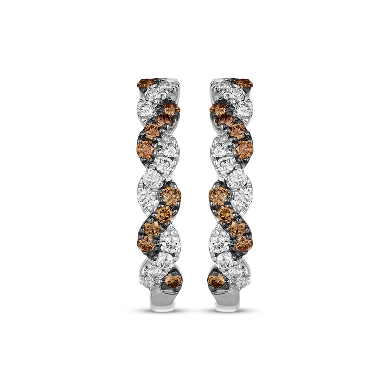 Le Vian Chocolate Twist Diamond Hoop Earrings 3/4 ct tw Vanilla Gold Plated